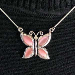 Butterfly pink stone necklace